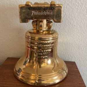 Vintage Gold Tone Liberty Bell Empty Decanter